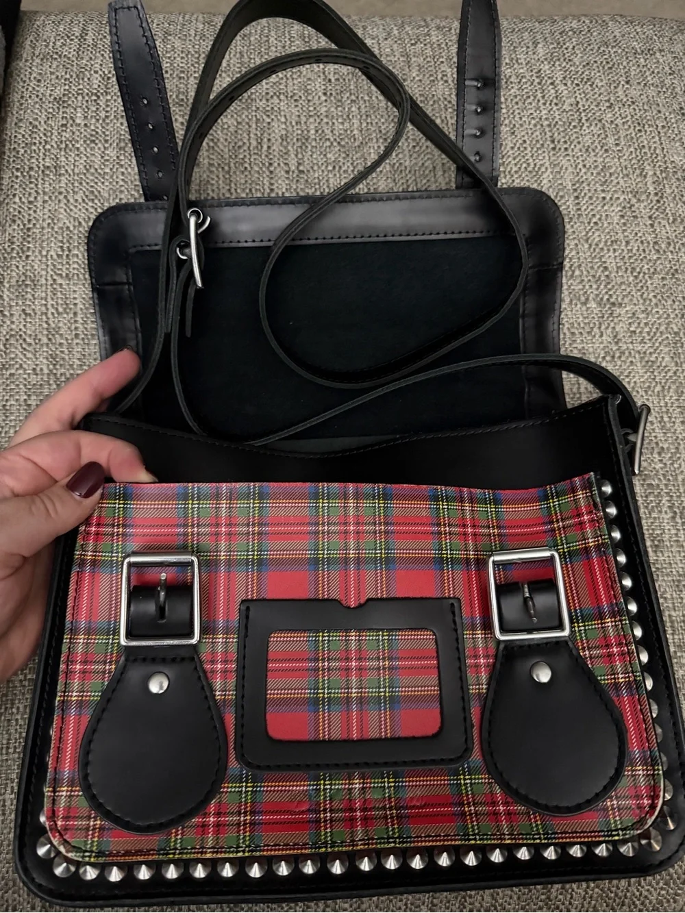 Dr. Martens Leather Satchel Tartan Crossbody